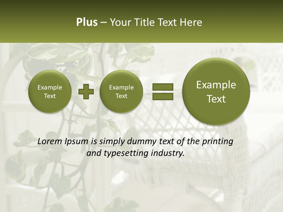 A White Wicker Chair With A Green Plant In Front Of It PowerPoint Template