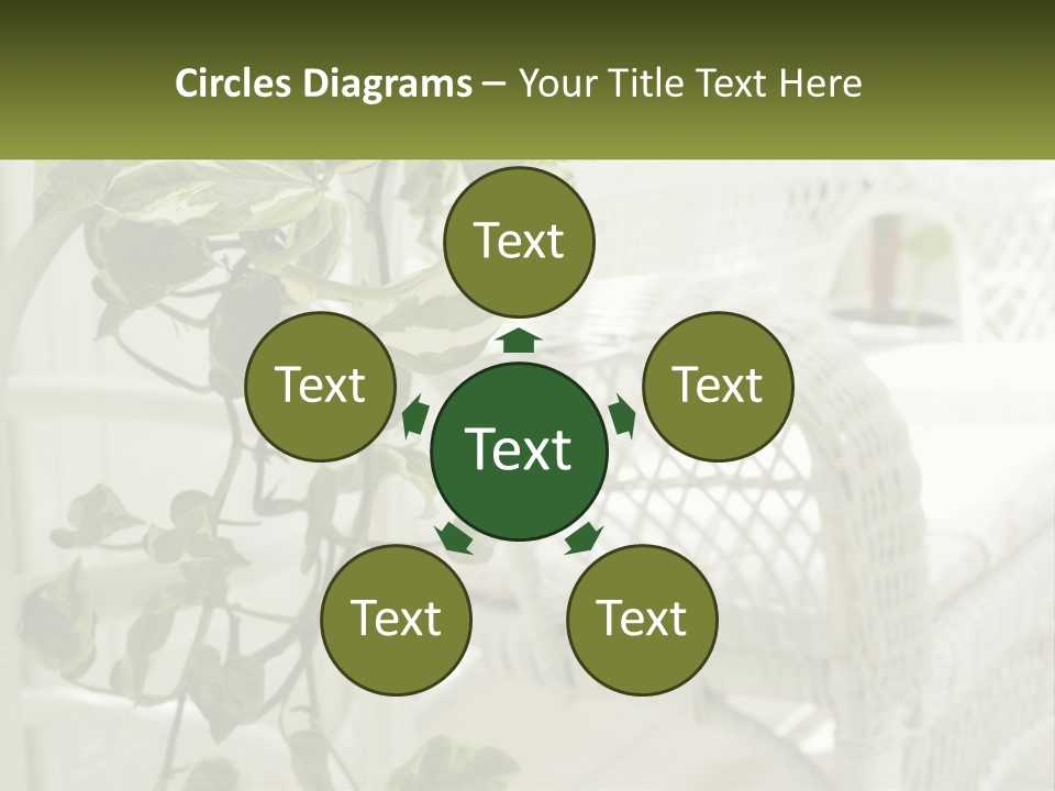 A White Wicker Chair With A Green Plant In Front Of It PowerPoint Template