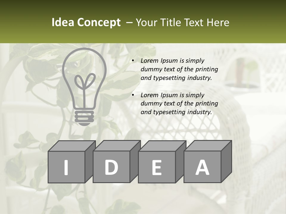 A White Wicker Chair With A Green Plant In Front Of It PowerPoint Template