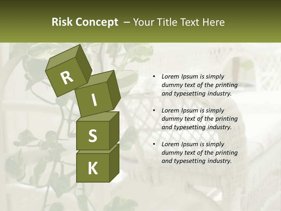 A White Wicker Chair With A Green Plant In Front Of It PowerPoint Template