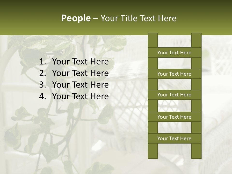 A White Wicker Chair With A Green Plant In Front Of It PowerPoint Template