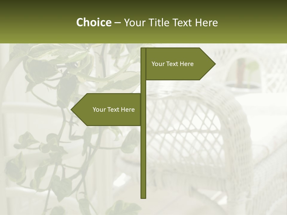 A White Wicker Chair With A Green Plant In Front Of It PowerPoint Template