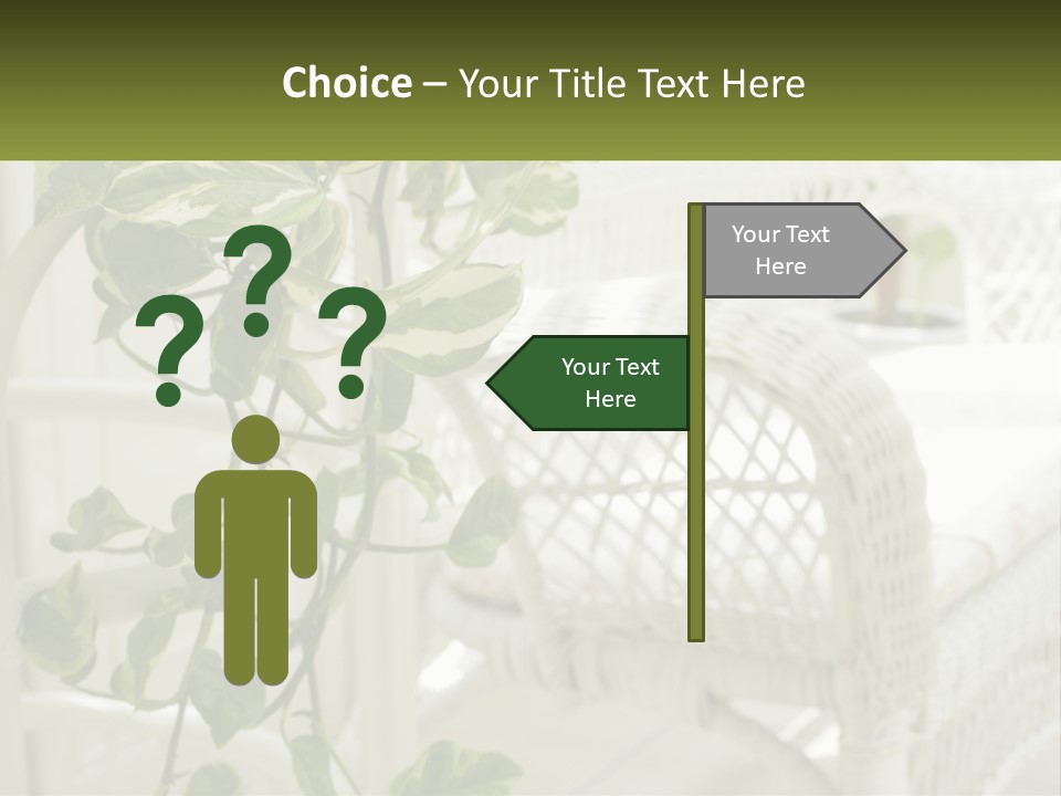 A White Wicker Chair With A Green Plant In Front Of It PowerPoint Template