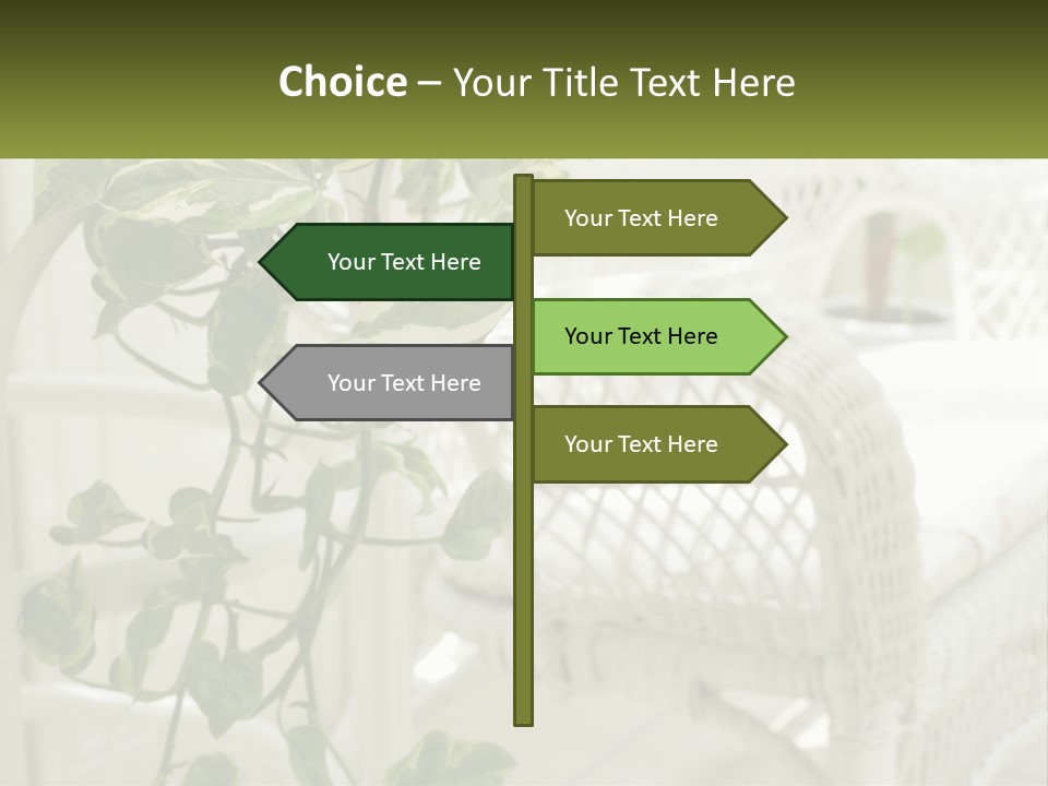 A White Wicker Chair With A Green Plant In Front Of It PowerPoint Template
