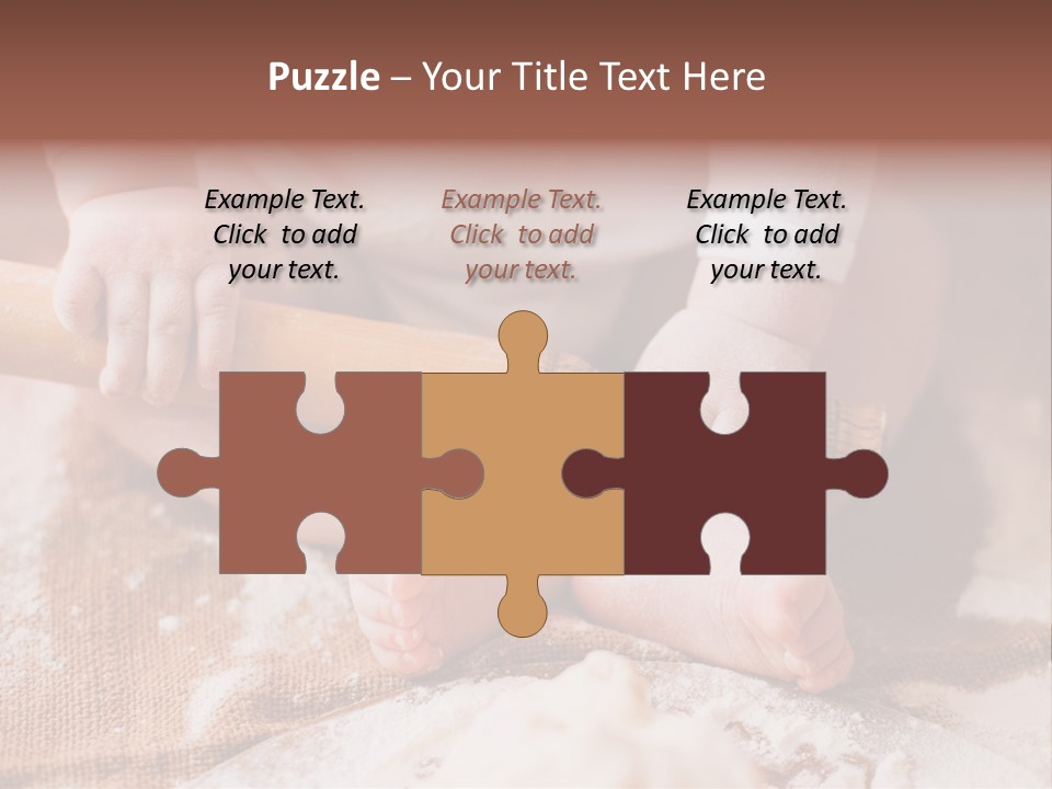 A Baby Holding A Rolling Pin On Top Of A Table PowerPoint Template