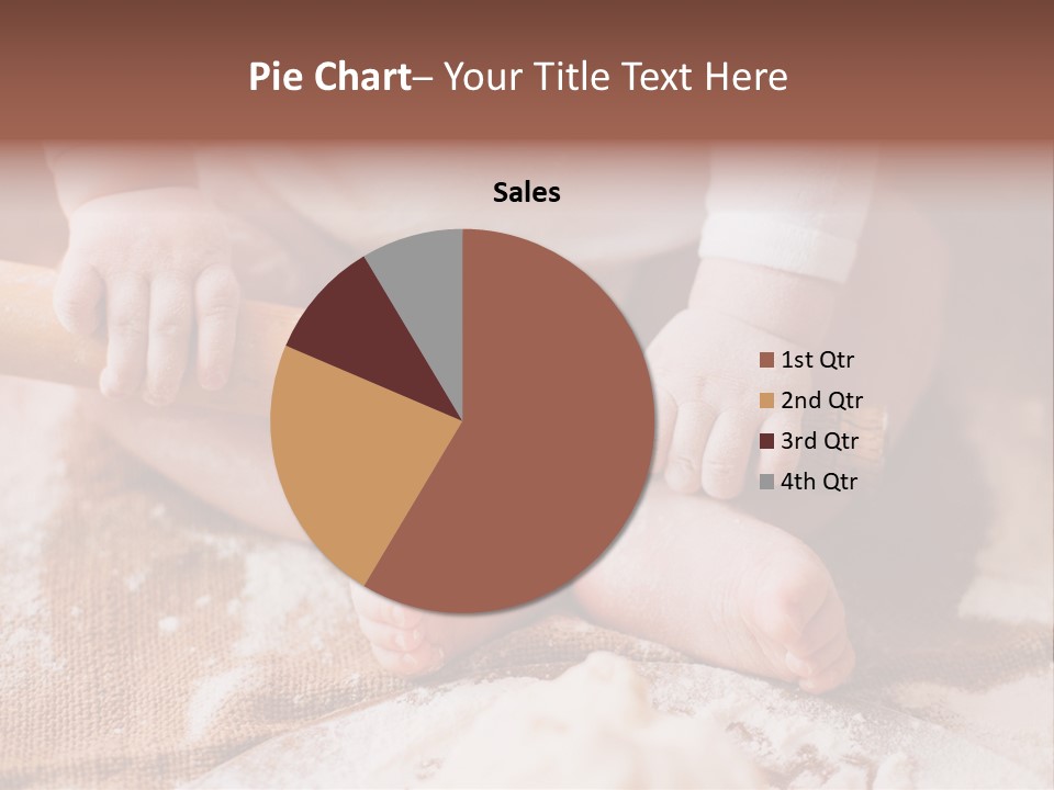 A Baby Holding A Rolling Pin On Top Of A Table PowerPoint Template