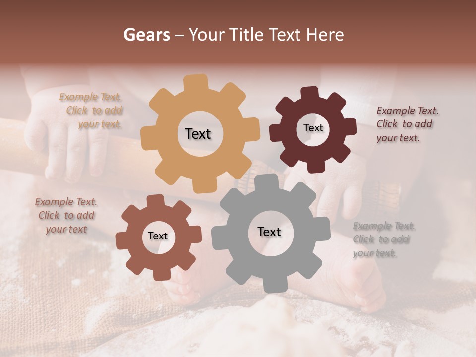 A Baby Holding A Rolling Pin On Top Of A Table PowerPoint Template