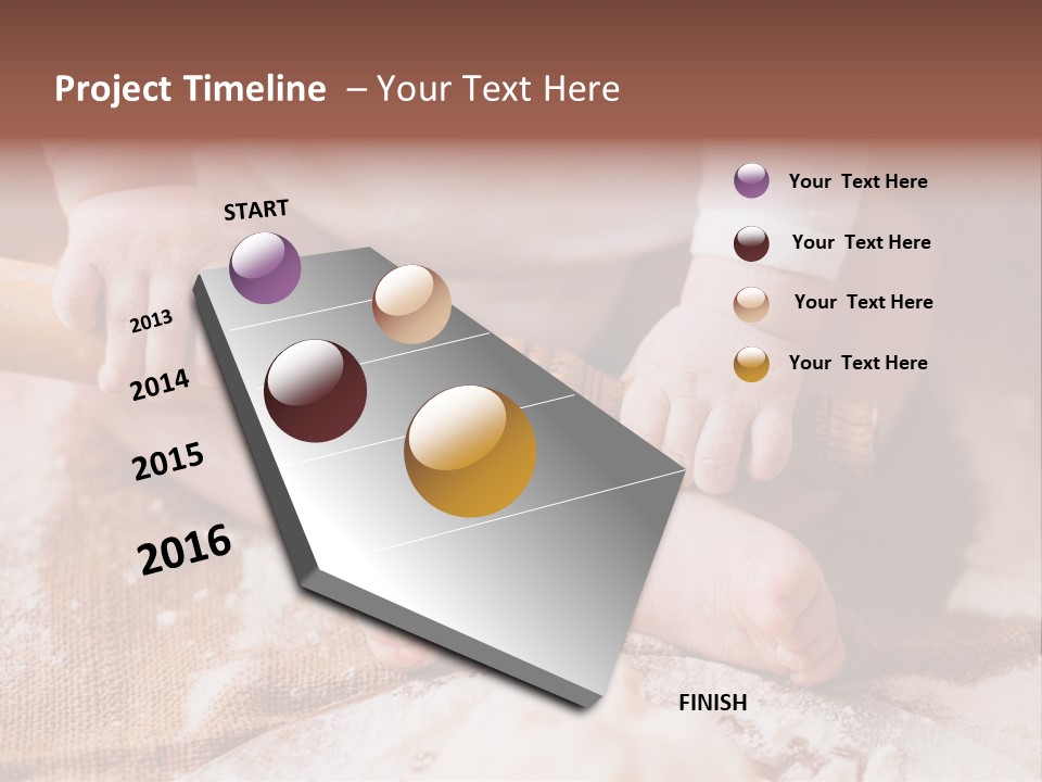 A Baby Holding A Rolling Pin On Top Of A Table PowerPoint Template