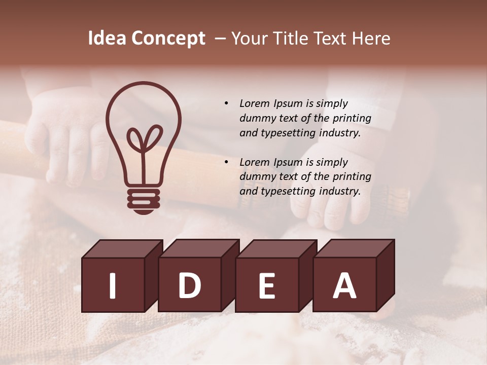 A Baby Holding A Rolling Pin On Top Of A Table PowerPoint Template