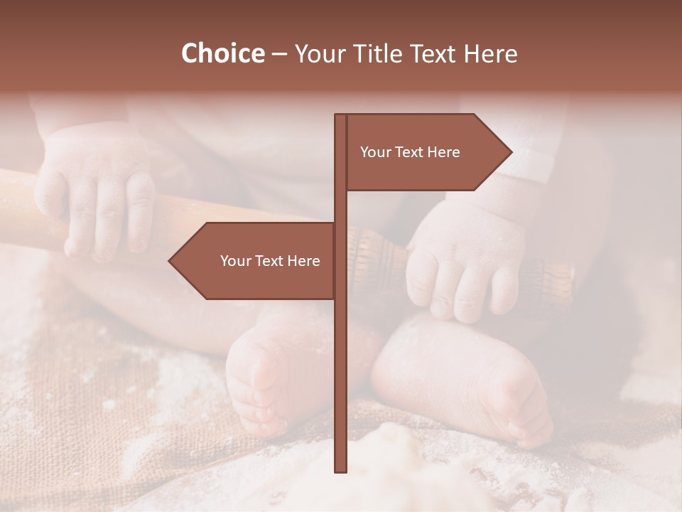 A Baby Holding A Rolling Pin On Top Of A Table PowerPoint Template