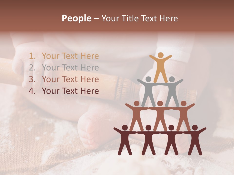 A Baby Holding A Rolling Pin On Top Of A Table PowerPoint Template