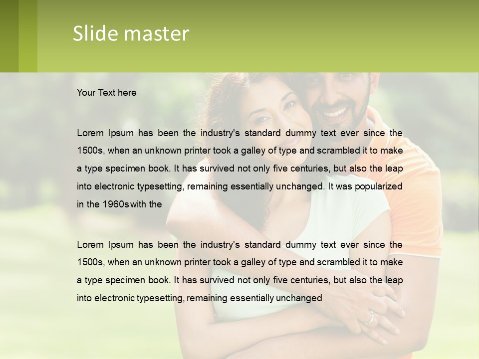A Man And Woman Hugging Each Other In A Park PowerPoint Template