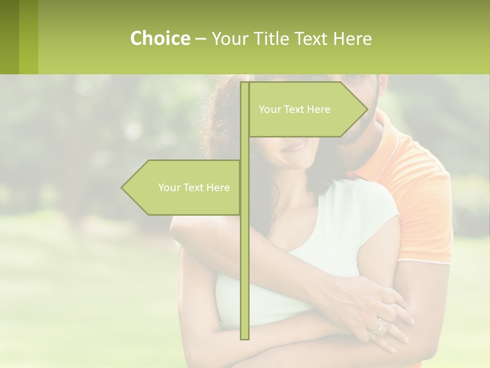 A Man And Woman Hugging Each Other In A Park PowerPoint Template