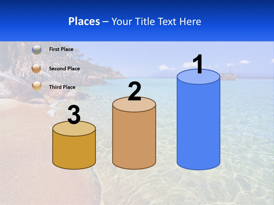 A Beach With A Boat In The Water PowerPoint Template