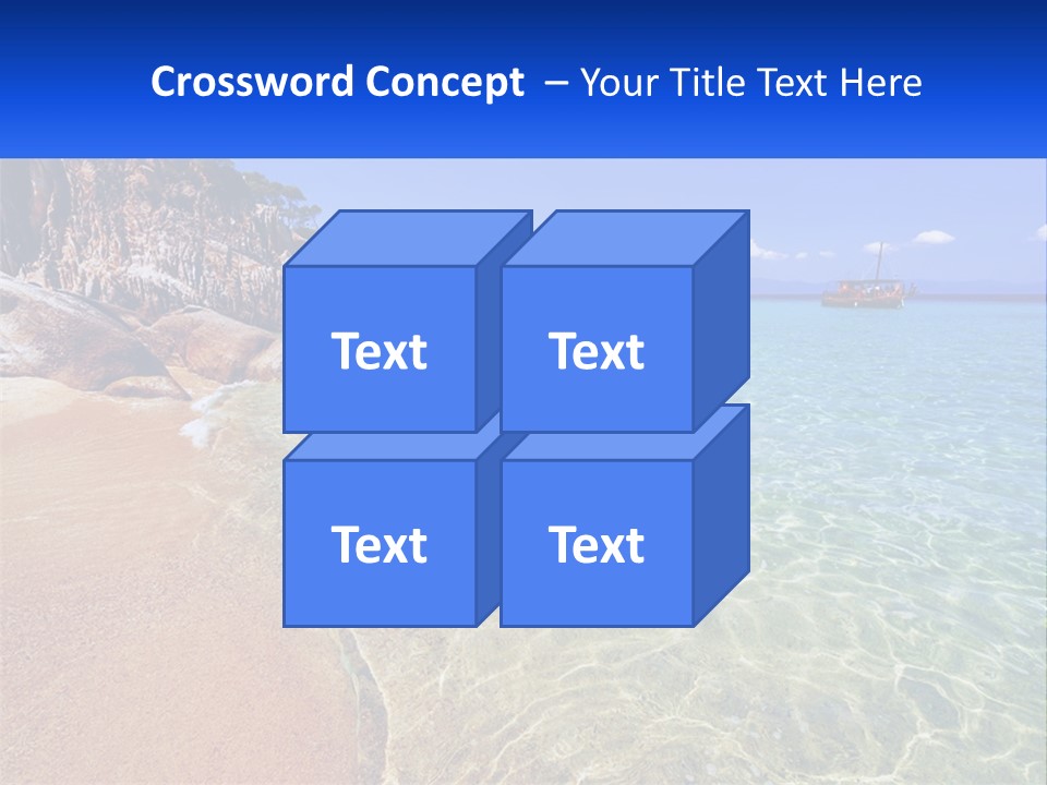 A Beach With A Boat In The Water PowerPoint Template