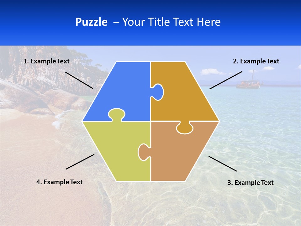 A Beach With A Boat In The Water PowerPoint Template