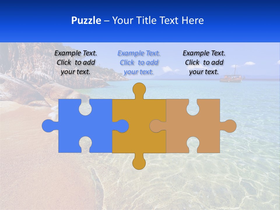 A Beach With A Boat In The Water PowerPoint Template