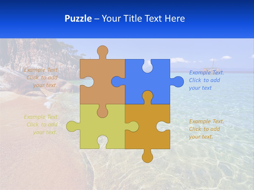 A Beach With A Boat In The Water PowerPoint Template