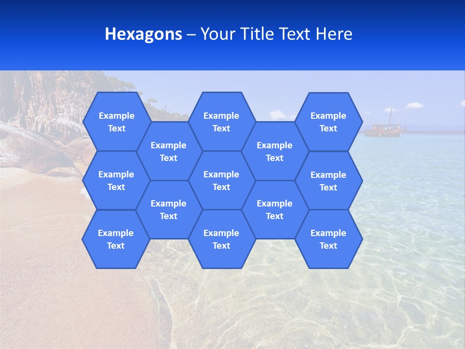 A Beach With A Boat In The Water PowerPoint Template