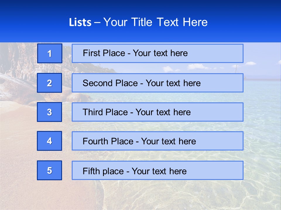 A Beach With A Boat In The Water PowerPoint Template