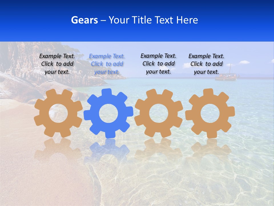 A Beach With A Boat In The Water PowerPoint Template