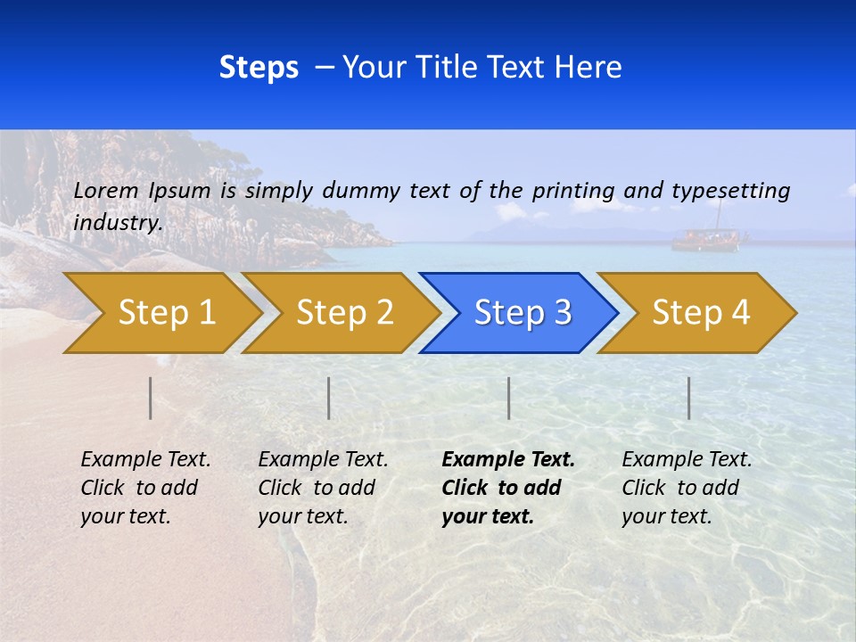 A Beach With A Boat In The Water PowerPoint Template