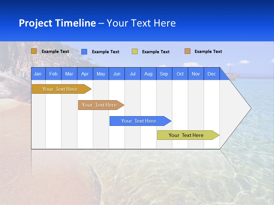 A Beach With A Boat In The Water PowerPoint Template