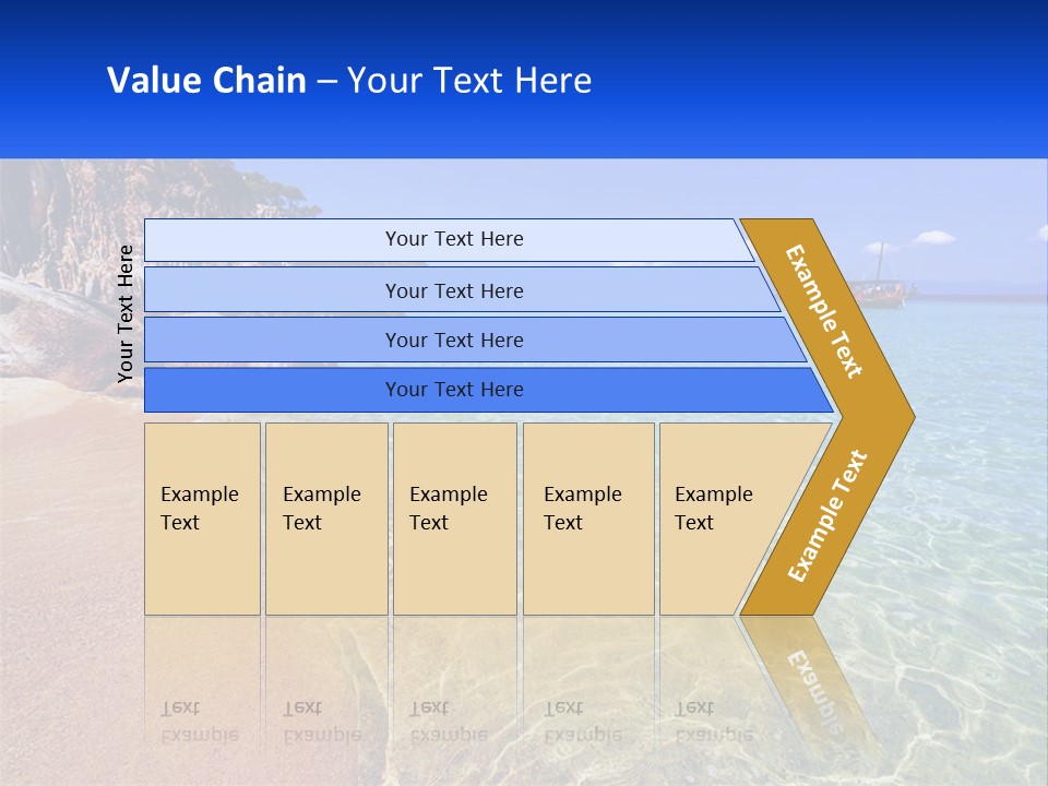 A Beach With A Boat In The Water PowerPoint Template