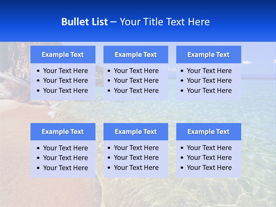 A Beach With A Boat In The Water PowerPoint Template