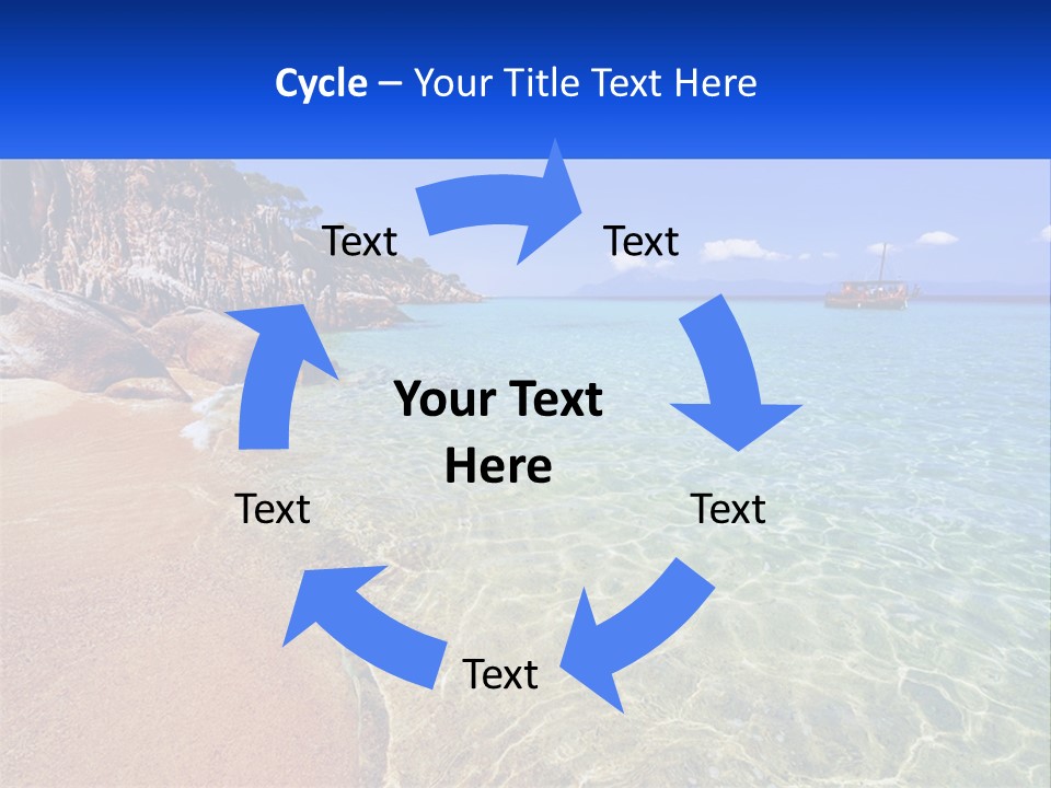 A Beach With A Boat In The Water PowerPoint Template