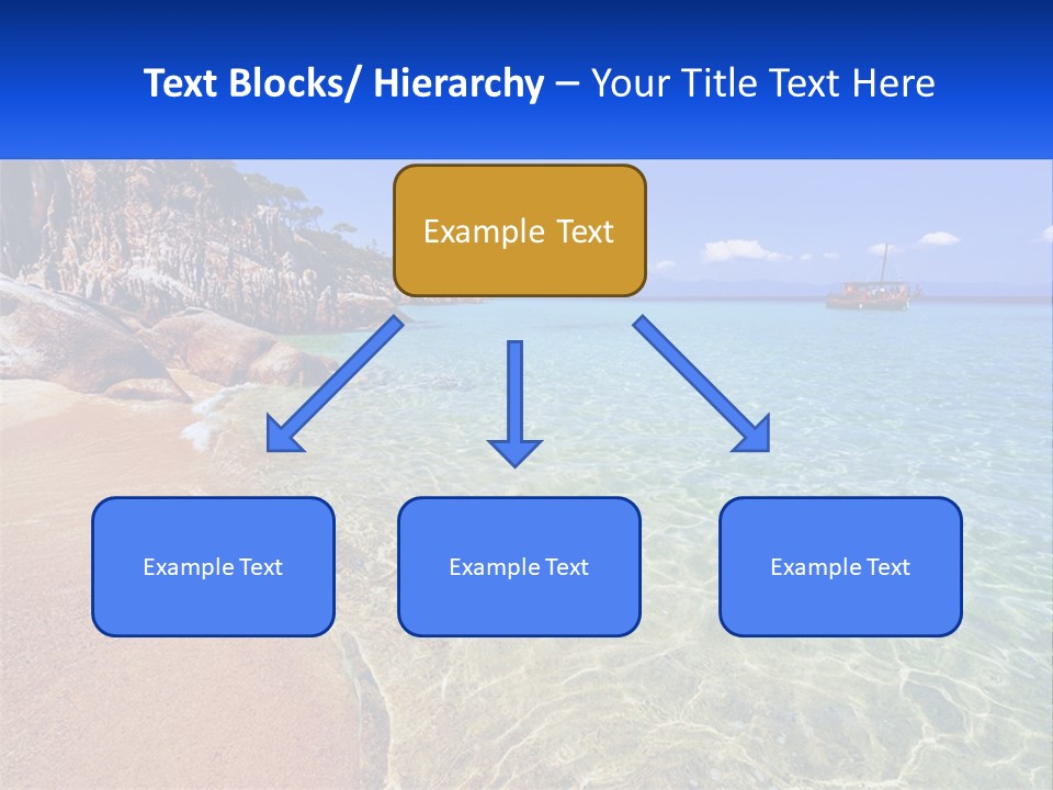 A Beach With A Boat In The Water PowerPoint Template