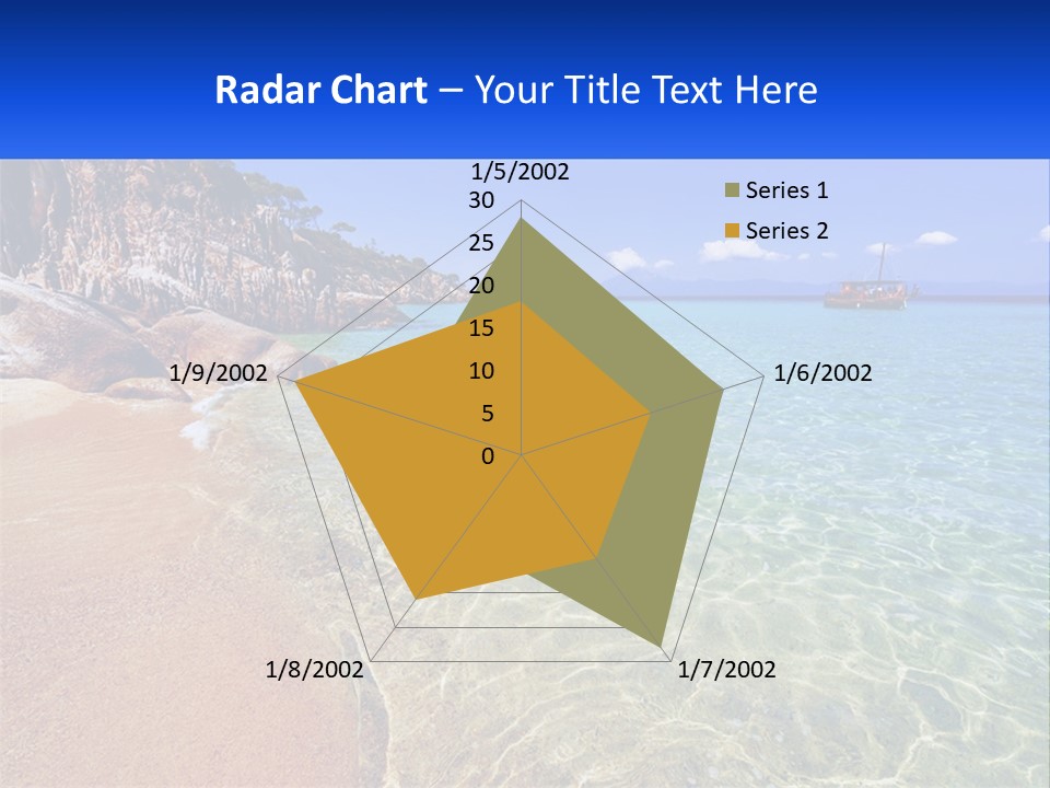 A Beach With A Boat In The Water PowerPoint Template