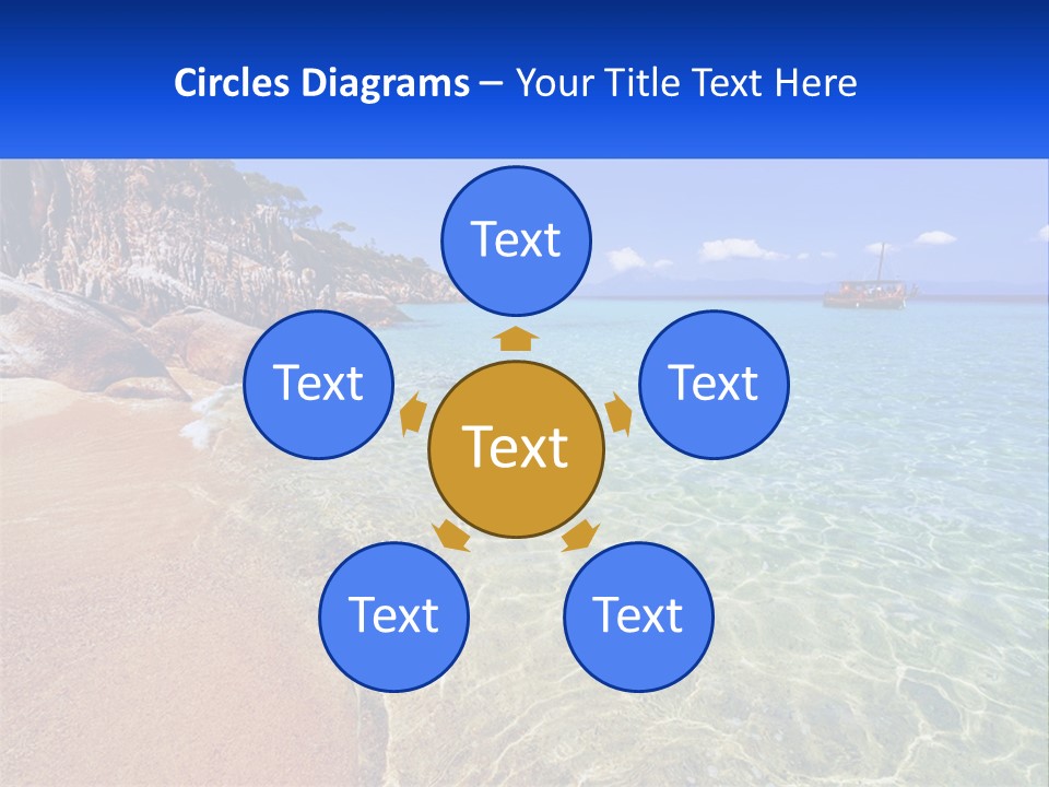 A Beach With A Boat In The Water PowerPoint Template