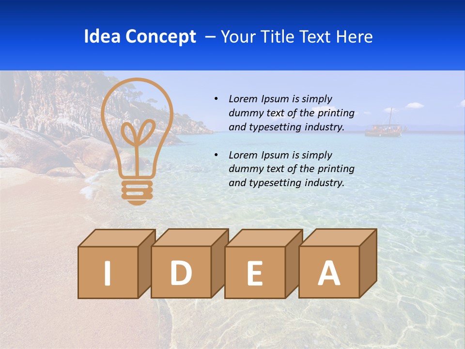 A Beach With A Boat In The Water PowerPoint Template