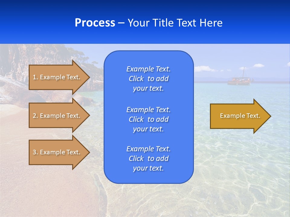 A Beach With A Boat In The Water PowerPoint Template