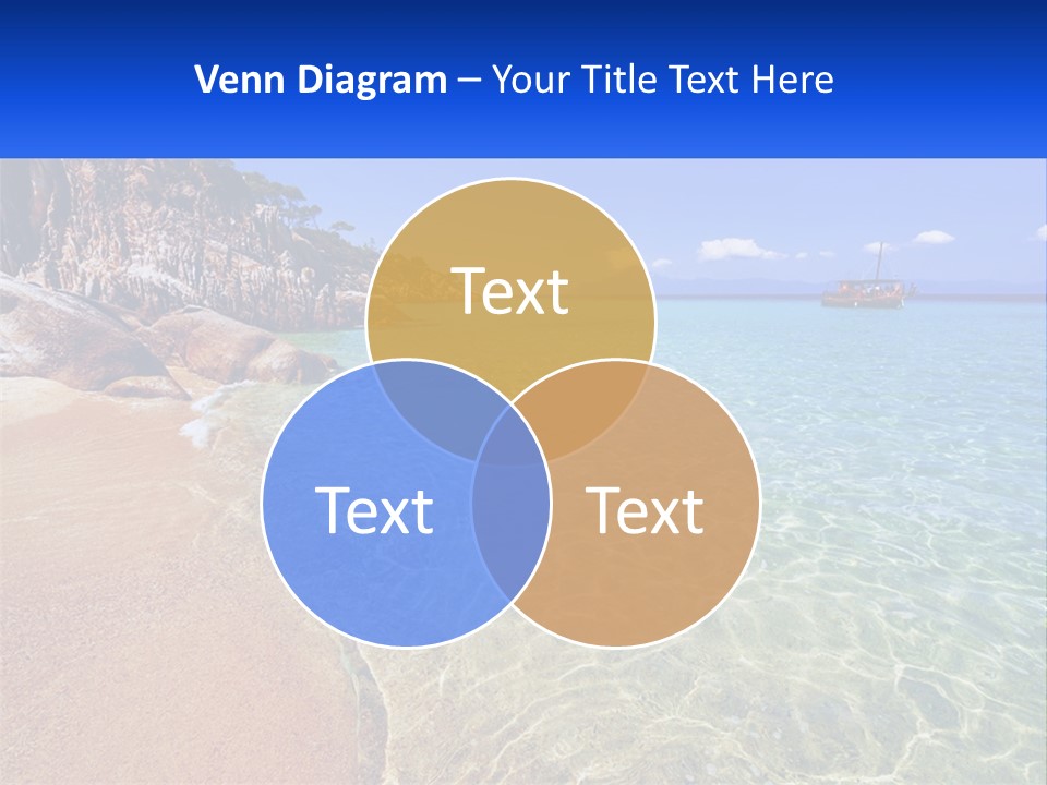 A Beach With A Boat In The Water PowerPoint Template