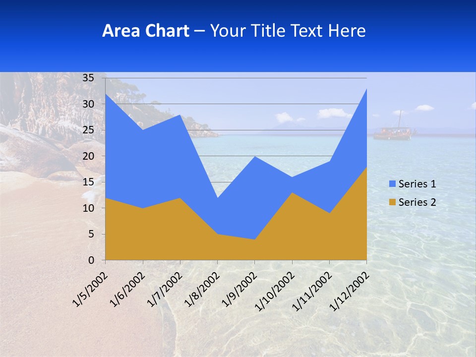 A Beach With A Boat In The Water PowerPoint Template