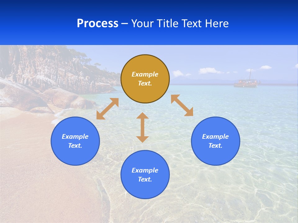 A Beach With A Boat In The Water PowerPoint Template