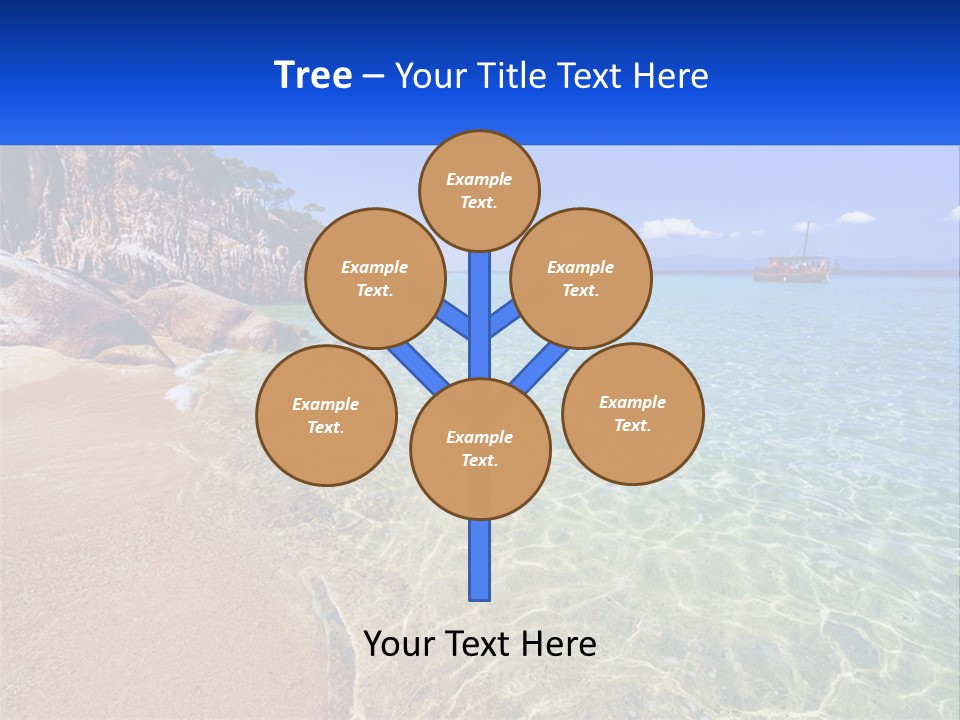 A Beach With A Boat In The Water PowerPoint Template