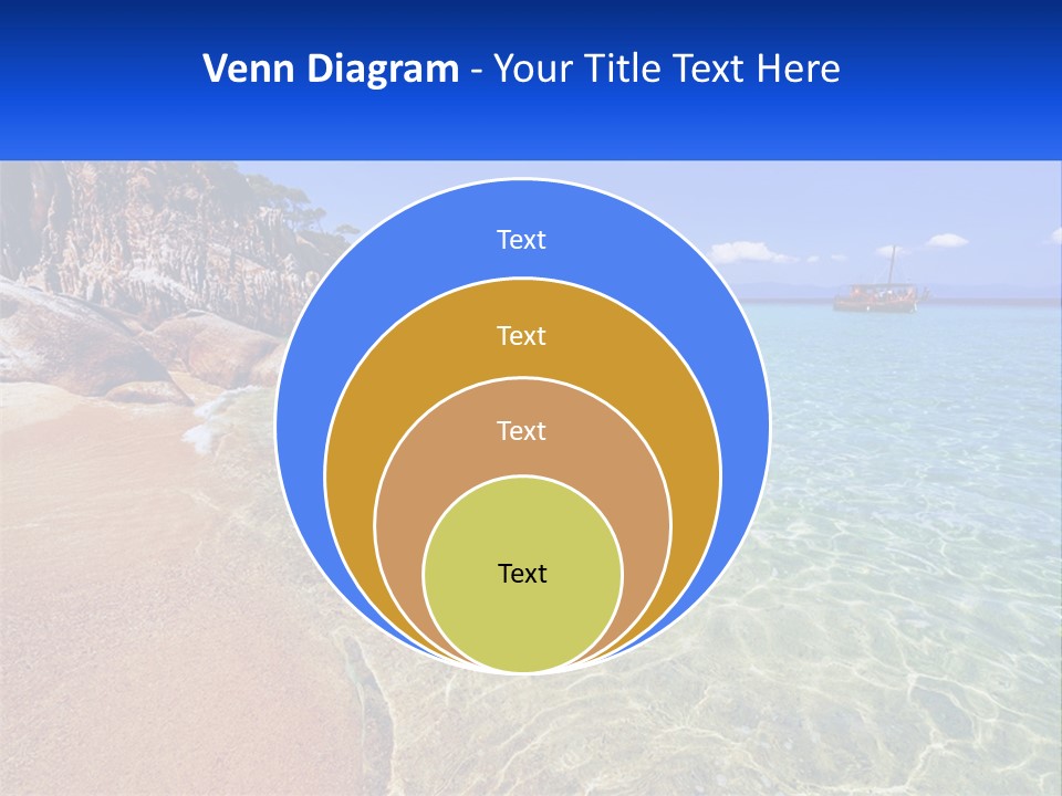 A Beach With A Boat In The Water PowerPoint Template