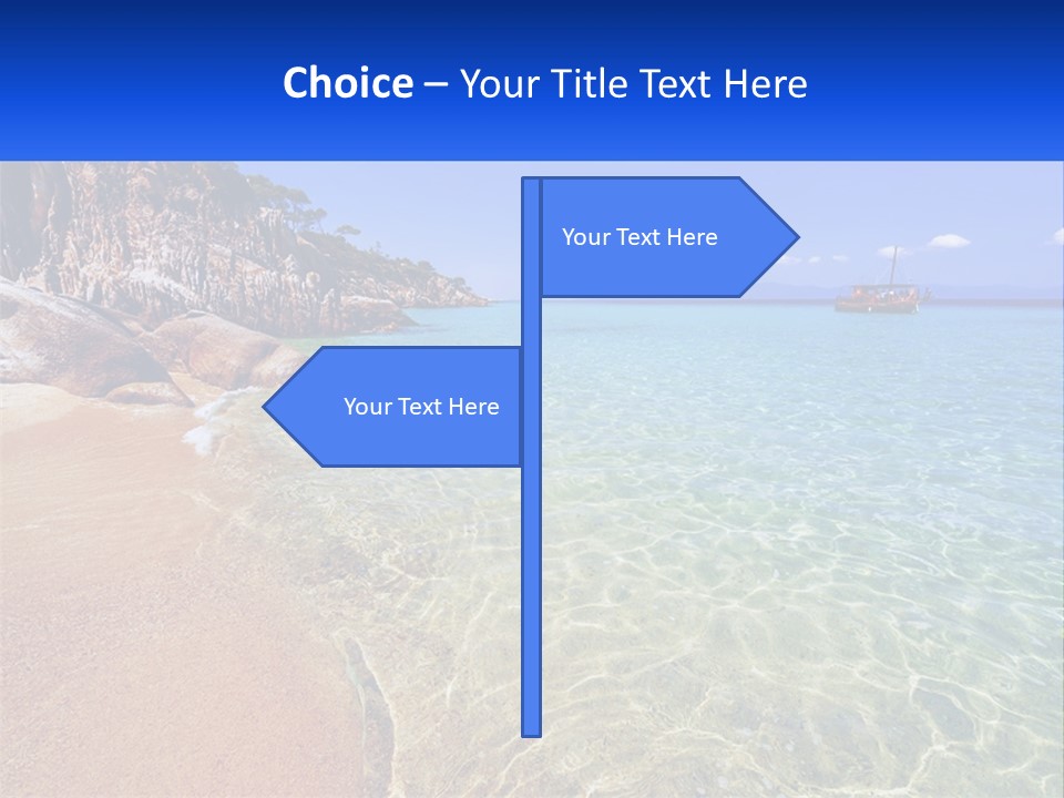 A Beach With A Boat In The Water PowerPoint Template
