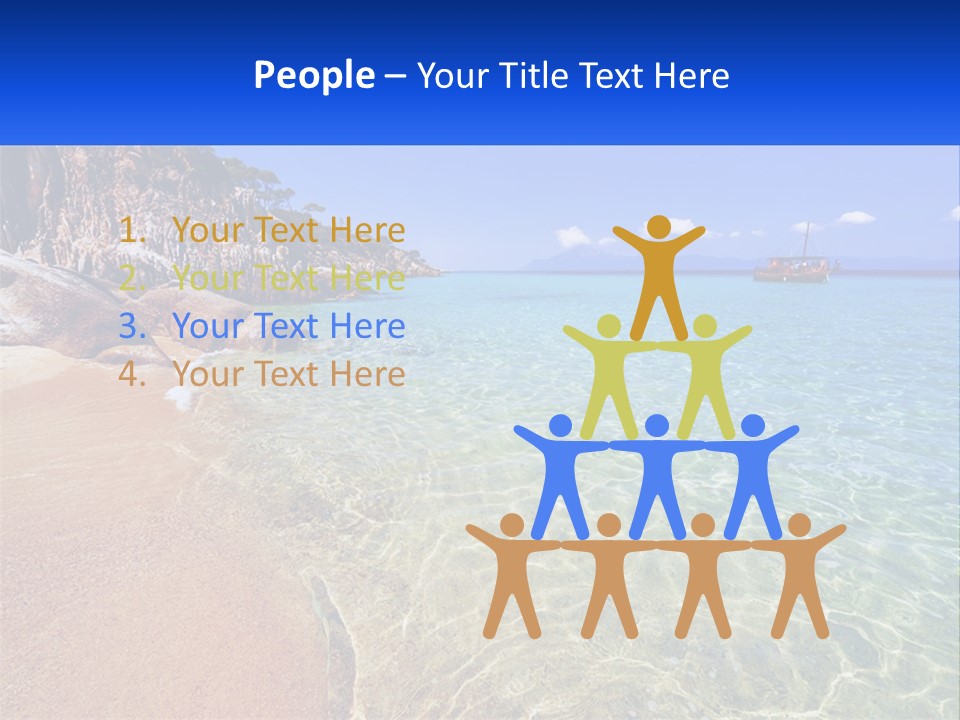 A Beach With A Boat In The Water PowerPoint Template