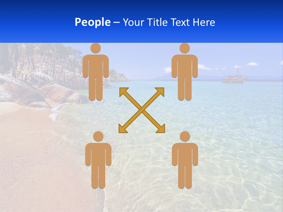 A Beach With A Boat In The Water PowerPoint Template