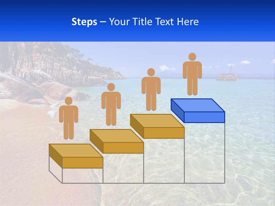 A Beach With A Boat In The Water PowerPoint Template