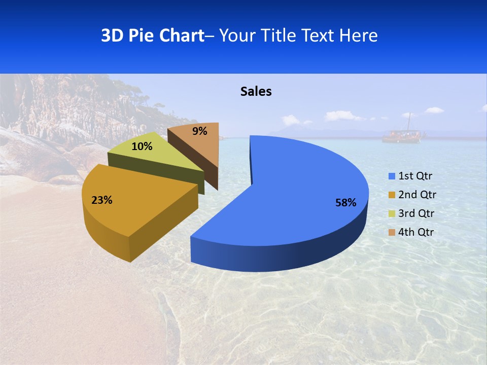 A Beach With A Boat In The Water PowerPoint Template