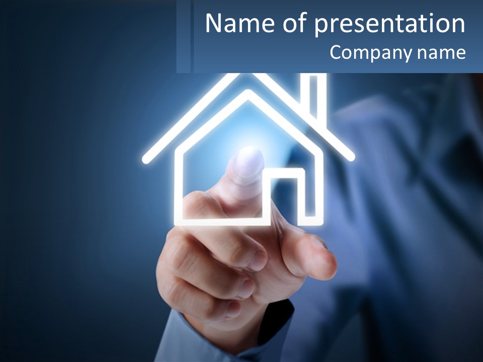 A Man Is Pressing A Button On A House PowerPoint Template