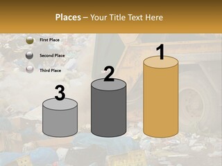 A Dump Truck Dumping Garbage Into A Pile PowerPoint Template