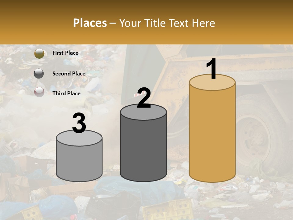 A Dump Truck Dumping Garbage Into A Pile PowerPoint Template