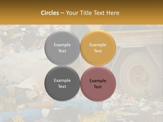 A Dump Truck Dumping Garbage Into A Pile PowerPoint Template
