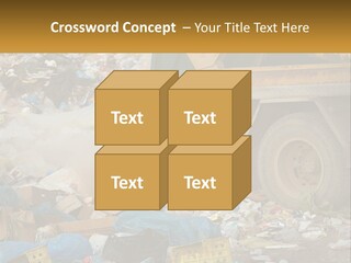 A Dump Truck Dumping Garbage Into A Pile PowerPoint Template